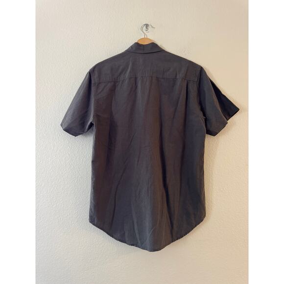 COASTAORO Men's Casual Short Sleeve Button Up Shirt S Gray Collared Linen Blend - Picture 3 of 9
